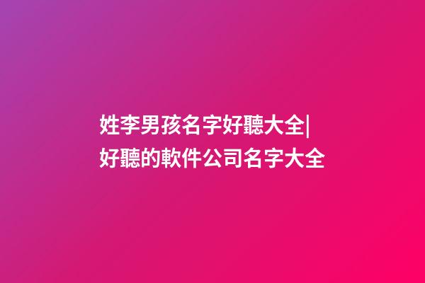姓李男孩名字好聽大全|好聽的軟件公司名字大全-第1張-公司起名-玄機派